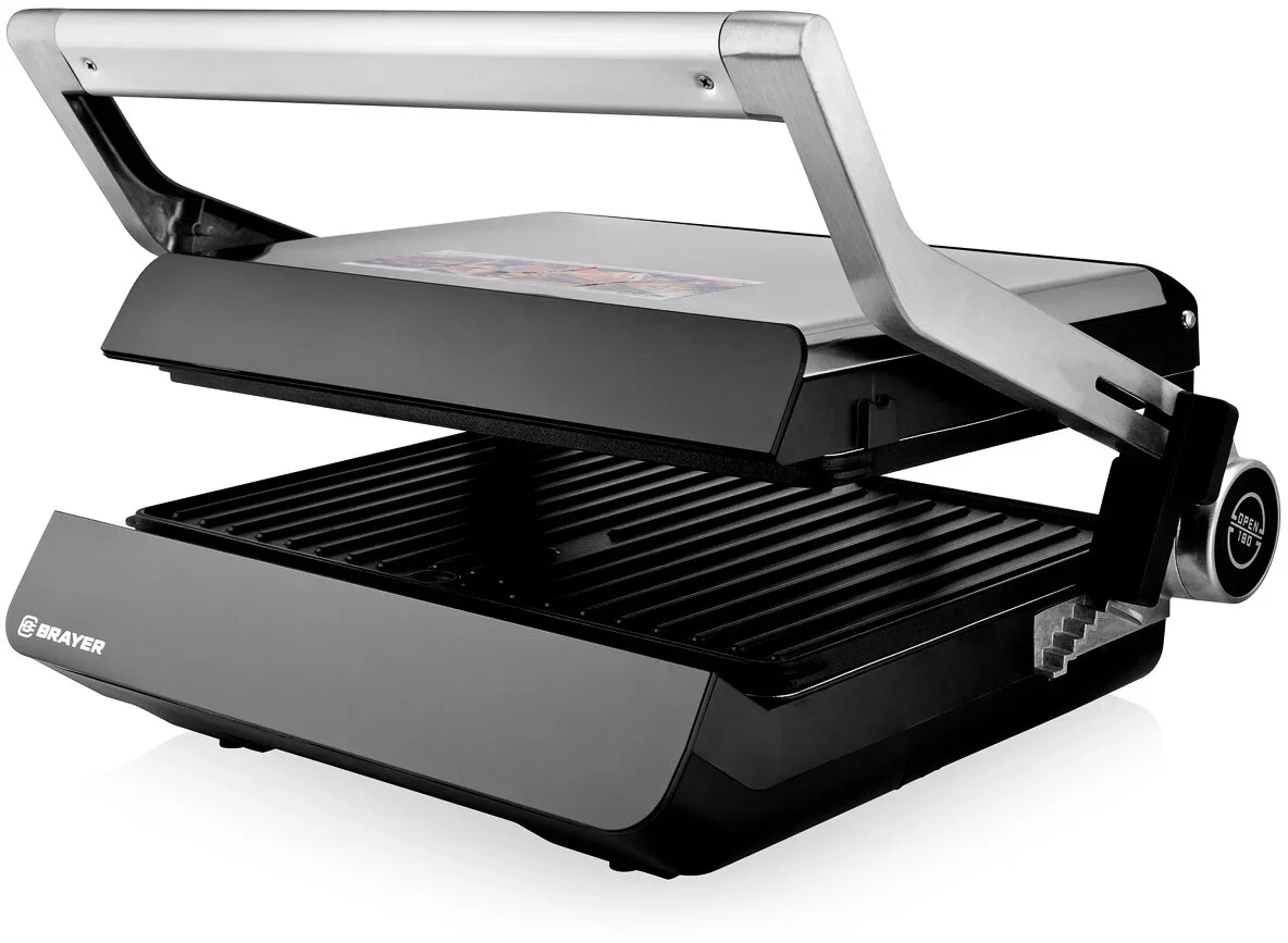 Гриль-пресс BRAYER BR2008 (2000 Вт, LED-дисплей, съем.пласт 24,5*33 см, темп 230)