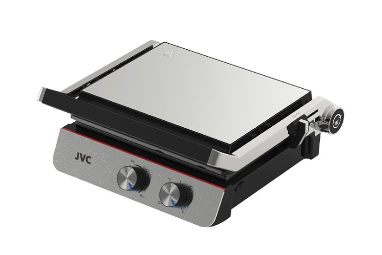 Гриль-пресс JVC JK-GR314, 2000 Вт,  панель 29x23, регулировка, таймер, металл