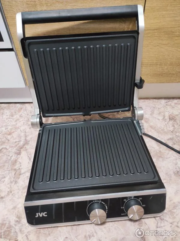 Гриль-пресс JVC JK-GR314, 2000 Вт, панель 29x23, регулировка, таймер, металл