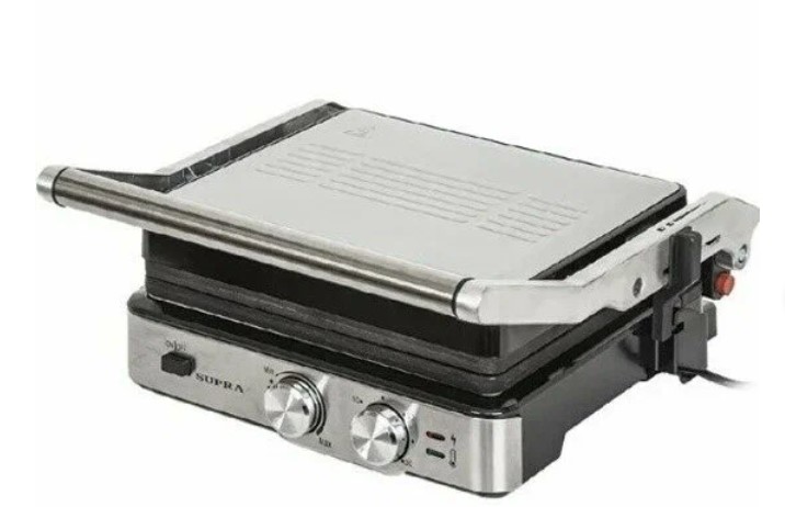 Гриль-пресс SUPRA GS-7620 Silver (2000 Вт, антипригарное покр)