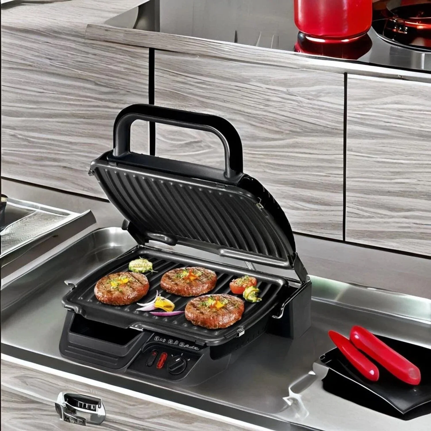 Гриль-пресс Tefal GC305816 серебро (2000Вт, 28,8х25,8 см)