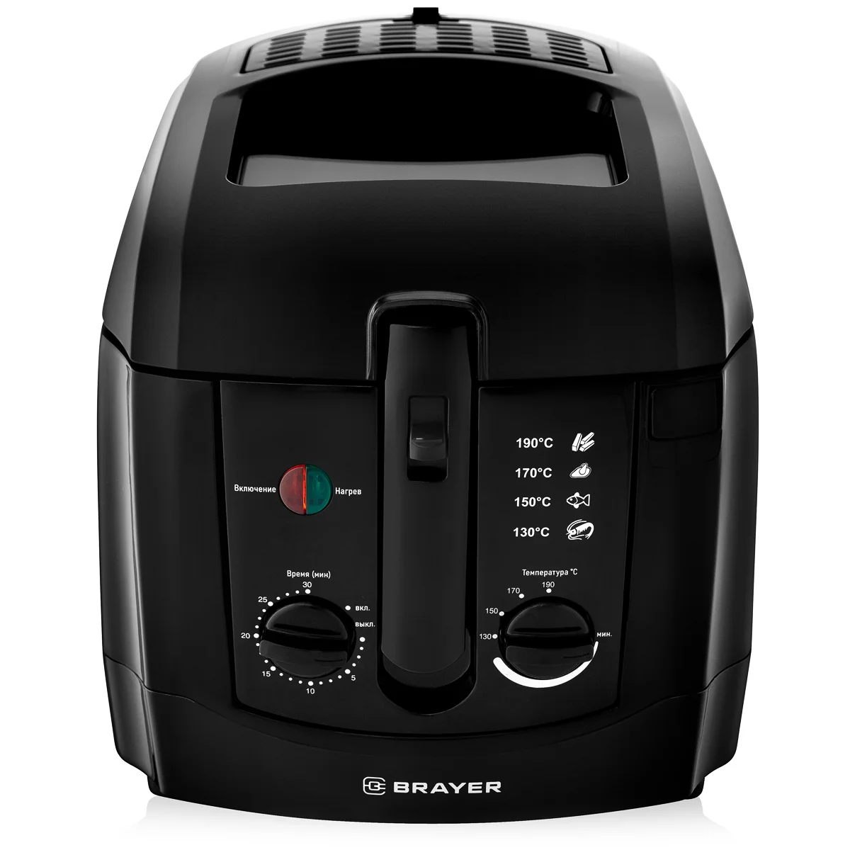 Фритюрница BRAYER BR2830BK, 1800 Вт, вмест.прод 600 г, корзина д/масла 3 л, таймер 30 мин