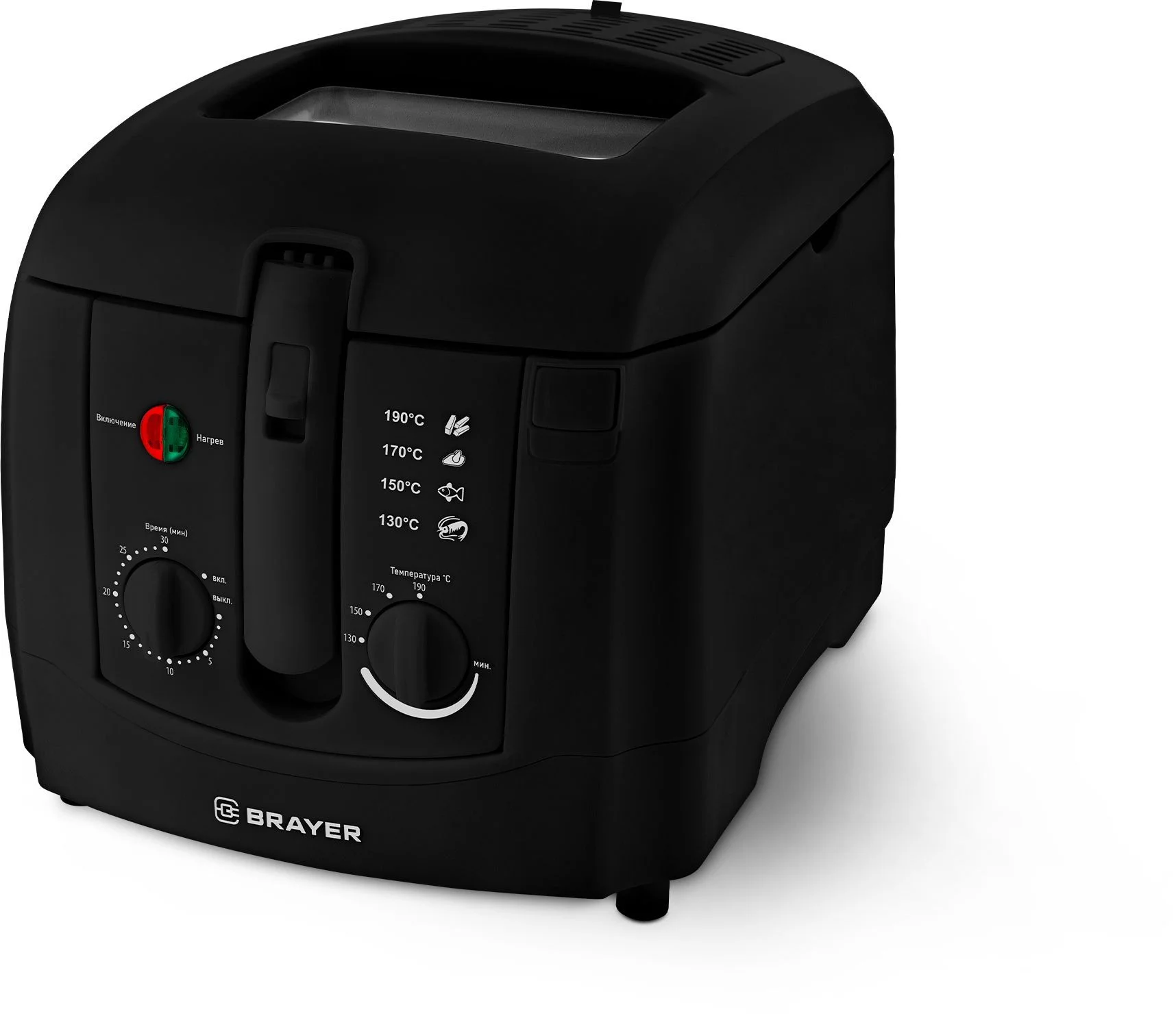 Фритюрница BRAYER BR2830BK, 1800 Вт, вмест.прод 600 г, корзина д/масла 3 л, таймер 30 мин