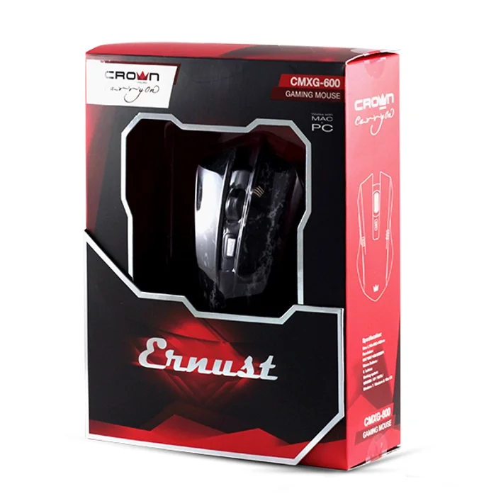 Мышь проводная Crown Gaming CMXG-600 черный, 2200 dpi, USB, кнопки - 6