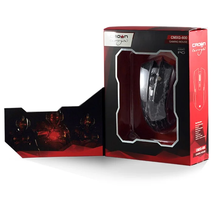 Мышь проводная Crown Gaming CMXG-600 черный, 2200 dpi, USB, кнопки - 6