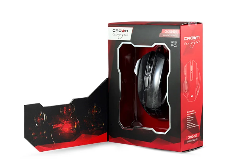 Мышь проводная Crown Gaming CMXG-601 черный, 1800 dpi, USB, кнопки - 7