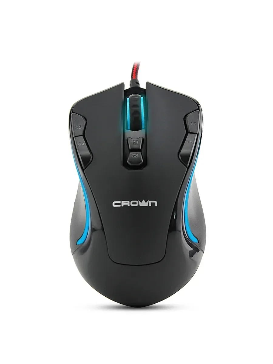 Мышь проводная Crown Gaming CMXG-804 черный, 2000 dpi, USB, кнопки - 9