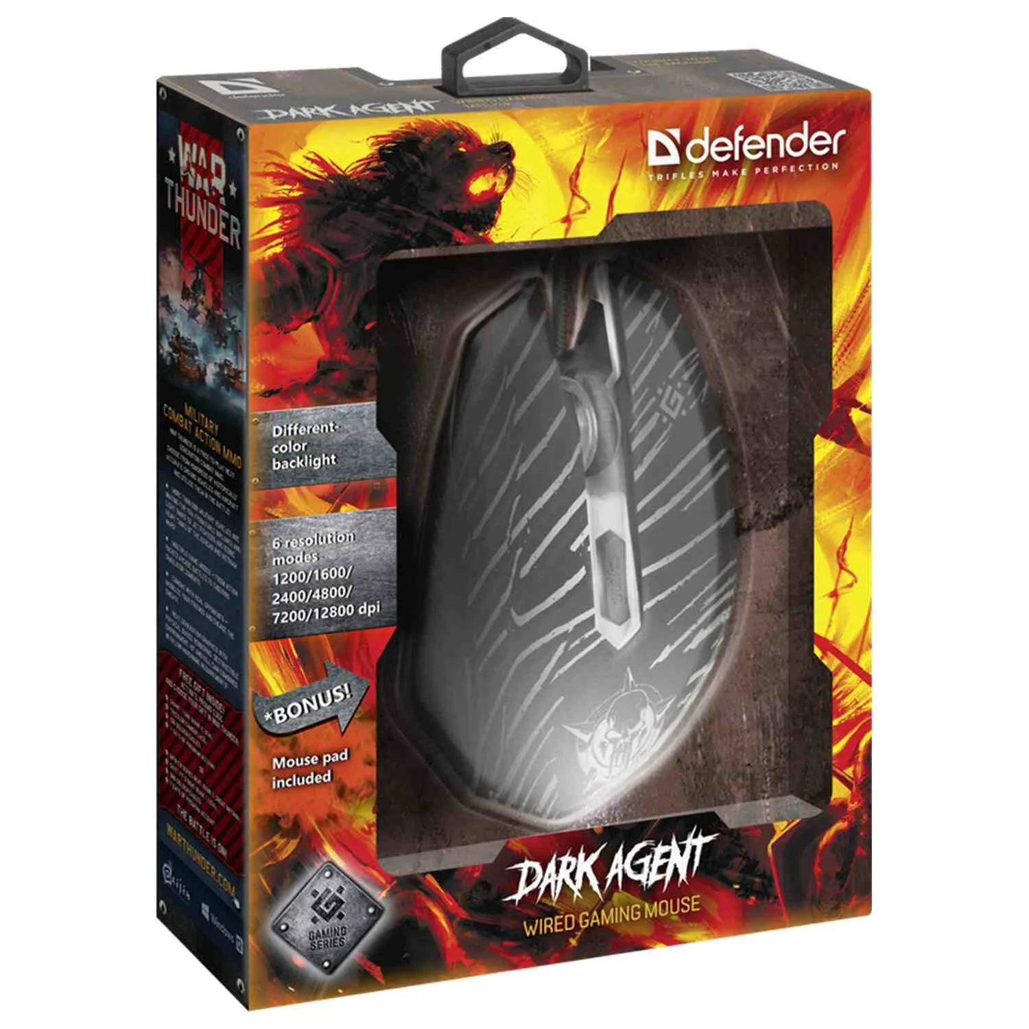 Мышь проводная Defender Dark Agent GM-590L черный, 12800 dpi, USB, кнопки - 6