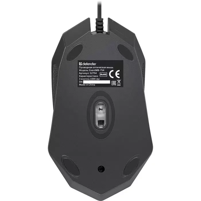 Мышь проводная Defender Event MB-754 черный, 1000 dpi, USB, кнопки - 3