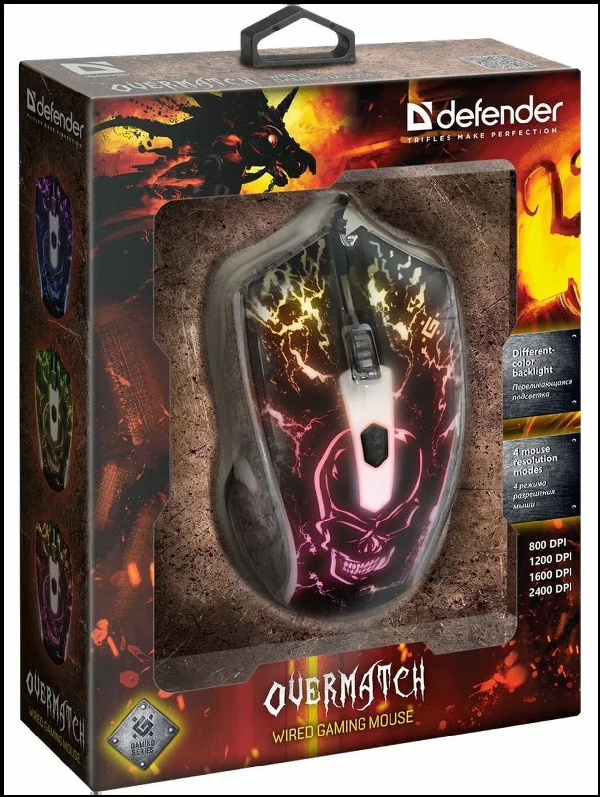 Мышь проводная Defender Overmatch GM-069 черный, 2400 dpi, USB, кнопки - 4