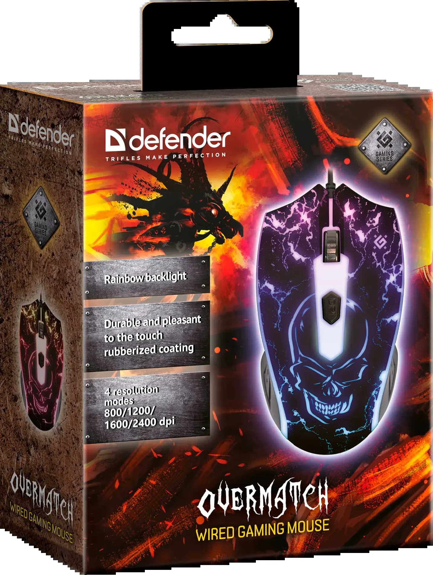 Мышь проводная Defender Overmatch GM-069 черный, 2400 dpi, USB, кнопки - 4
