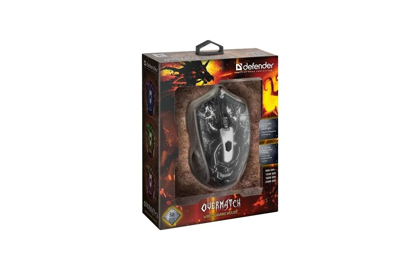 Мышь проводная Defender Overmatch GM-069 черный, 2400 dpi, USB, кнопки - 4