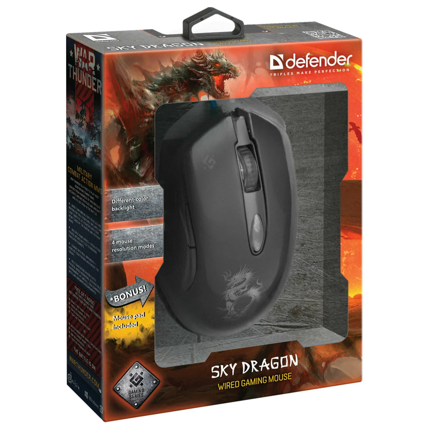 Мышь проводная Defender Sky Dragon GM-090L черный, 3200 dpi, USB, кнопки - 6