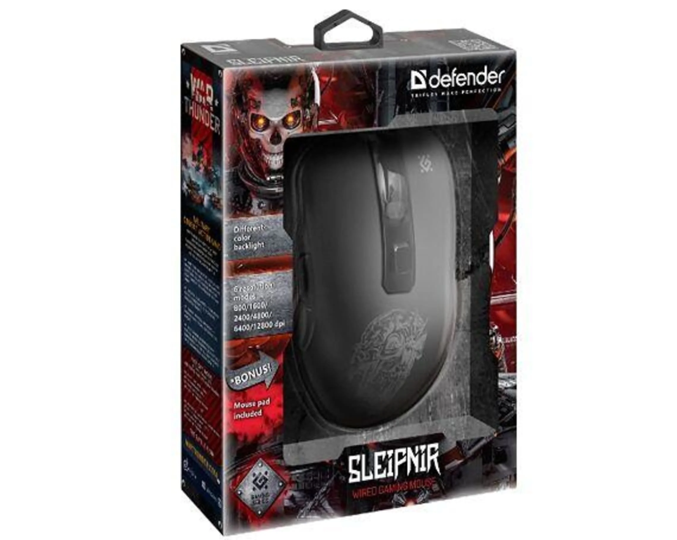 Мышь проводная Defender Sleipnir GM-927 черный, 12800 dpi, USB, кнопки - 6