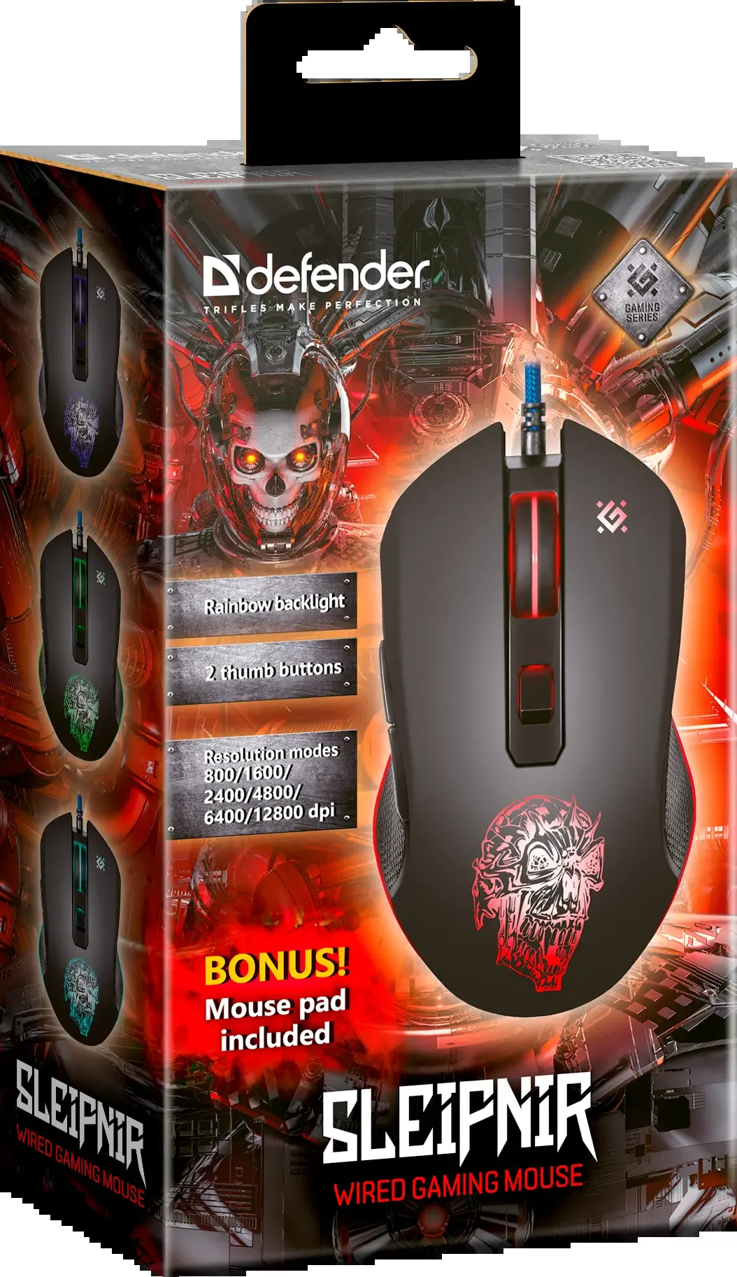 Мышь проводная Defender Sleipnir GM-927 черный, 12800 dpi, USB, кнопки - 6