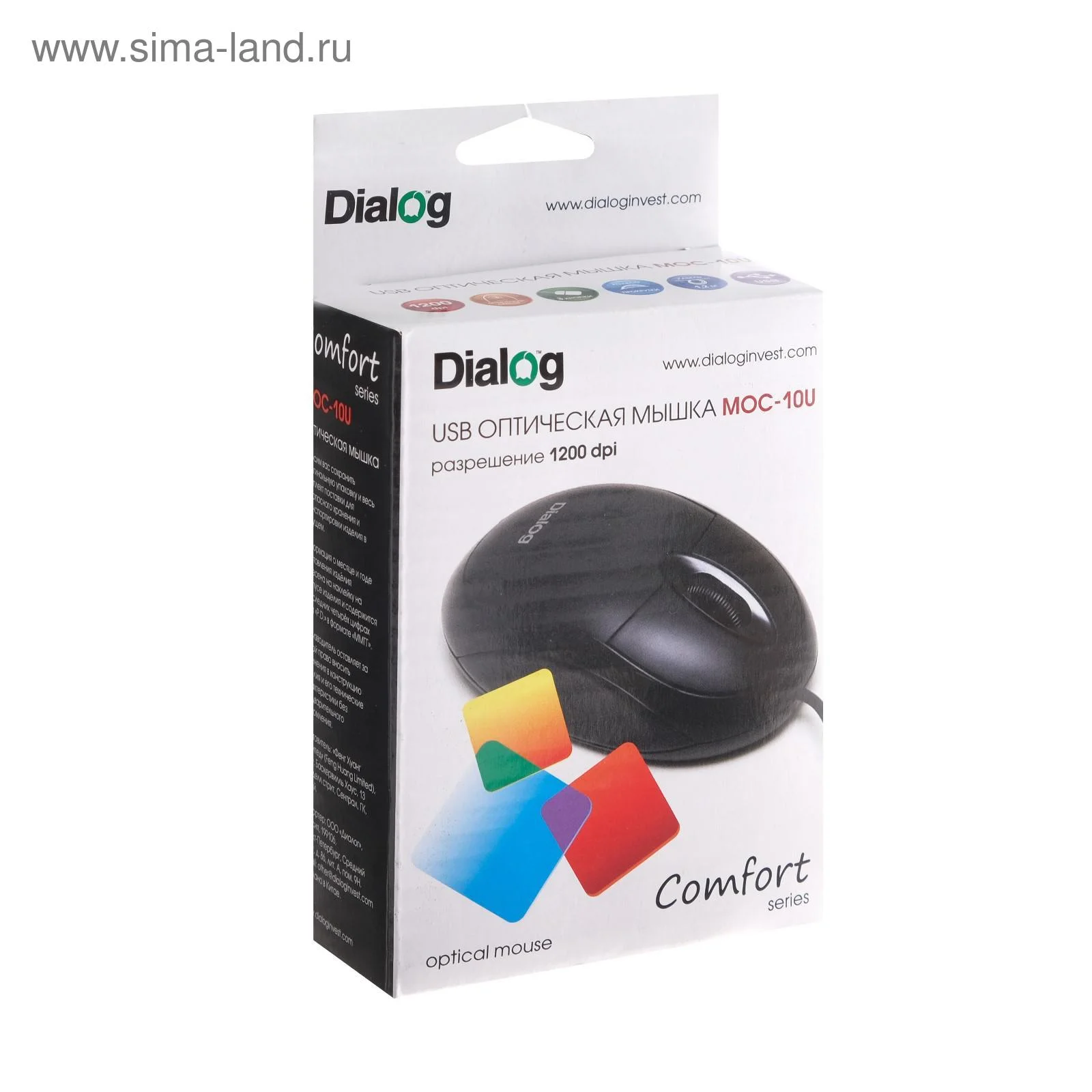 Мышь проводная Dialog Comfort MOC-10U черный, 1200 dpi, USB, кнопки - 3