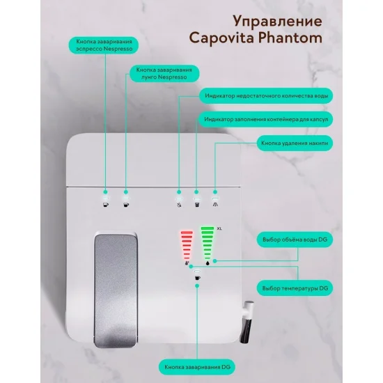 Кофемашина капсульная Capovita Phantom Pro White (301032)