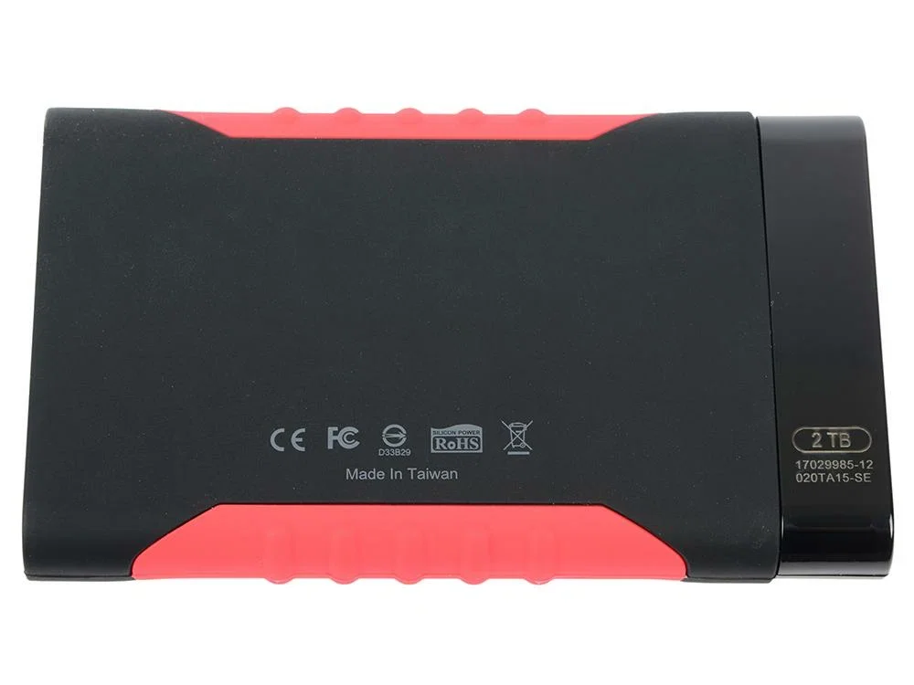 Внешний HDD 2.5" Silicon Power Armor A15, 2TB, USB 3.2 Gen 1 Type-A, 5400 rpm, черно-красный