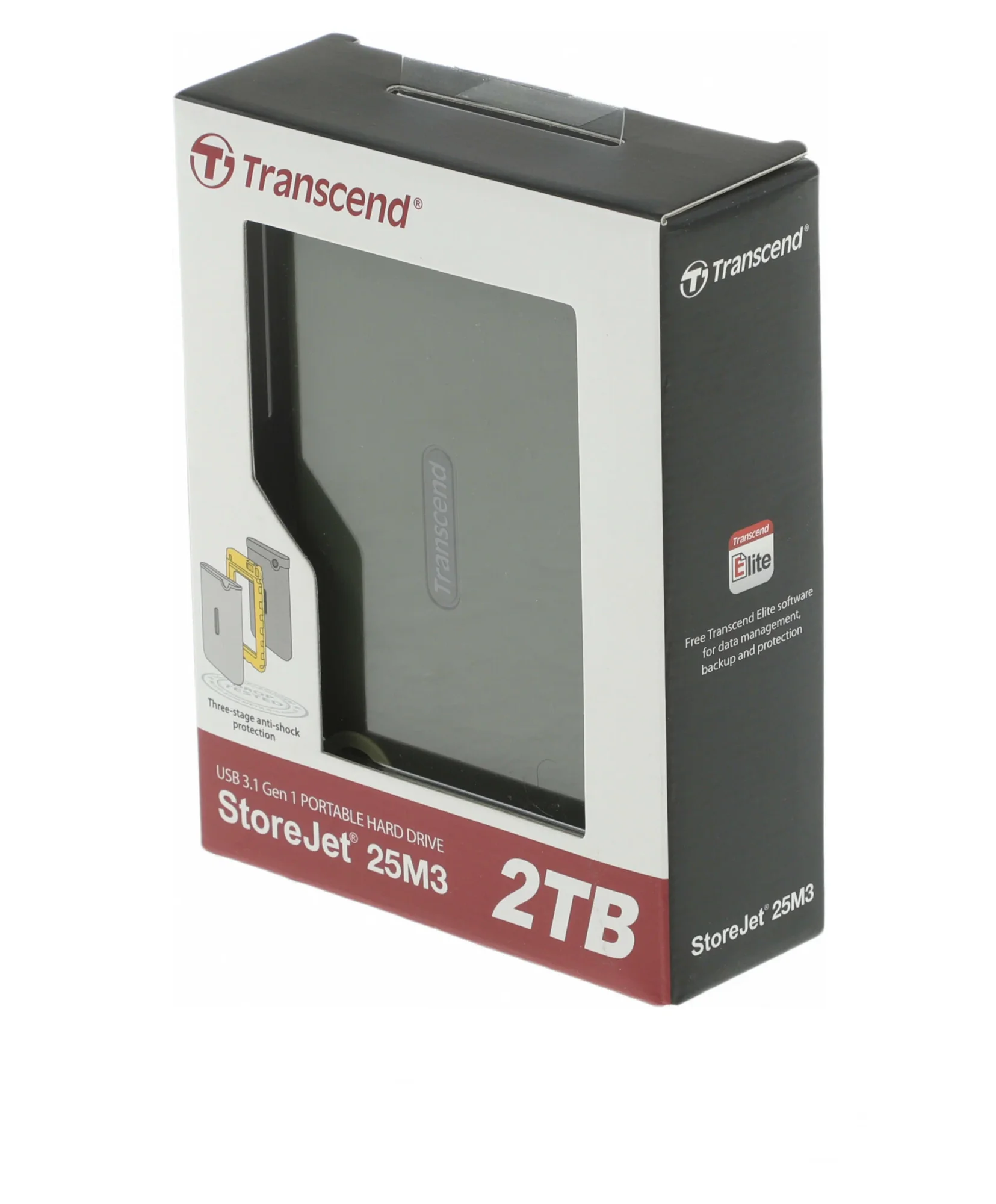 Внешний HDD 2.5" Transcend StoreJet 25M3, 2TB, USB 3.2 Gen 1 Type-A, 5400 rpm, зеленый