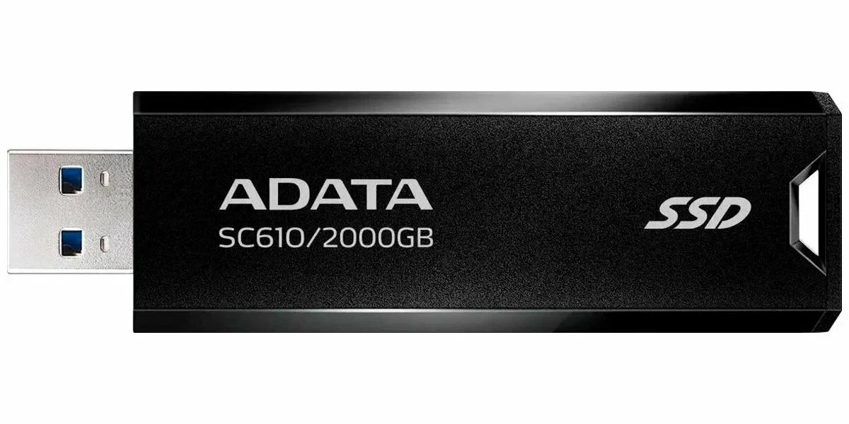 Внешний SSD ADATA SC610, 2TB, USB 3.2 Gen 2 Type-A, R/W 550/500, черный