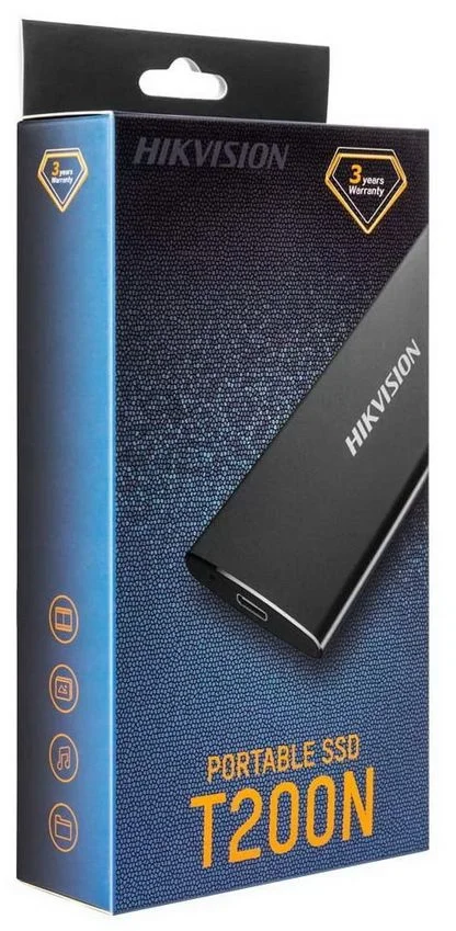 Внешний SSD Hikvision HS-ESSD-T200N, 512G, USB Type-C 3.1, R/W 450 МБ/с / 400 МБ/с, черный