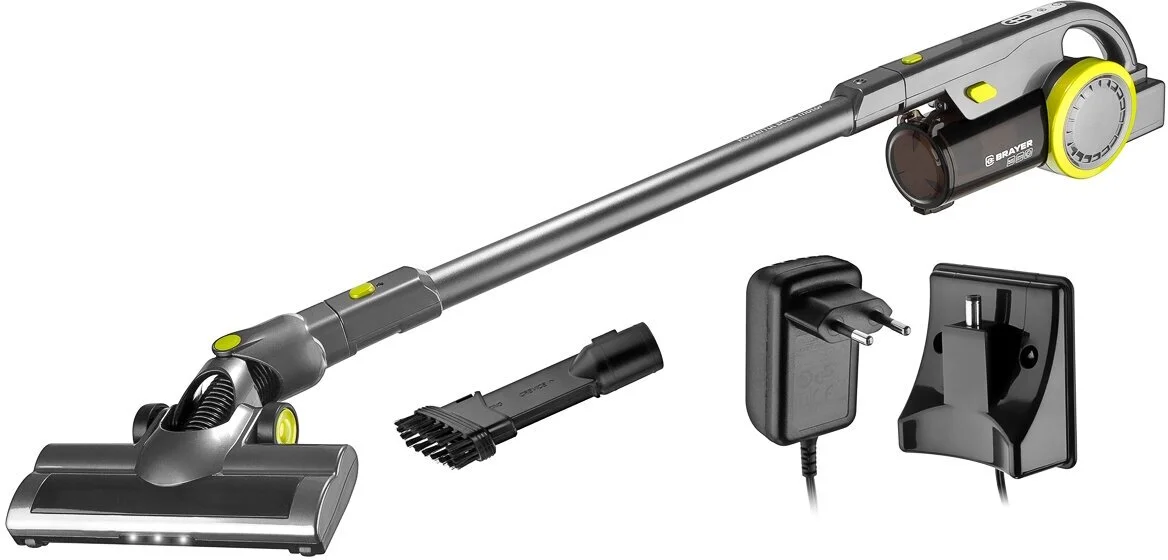 Пылесос портативный BRAYER BR4262 (1,200Вт,BLDCмотор, 1л,бат.22,2В, турбощетк с LED, база д/хран)