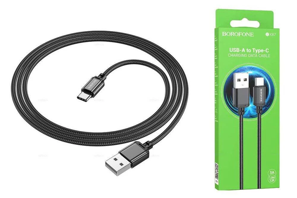 Кабель Borofone BX87 Type-C Nylon 3A 1м Черный