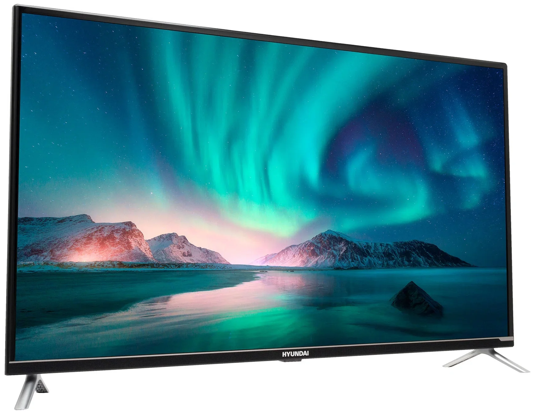 Телевизор QLED Hyundai 55" H-LED55QBU7500 Android TV Frameless черный/серебристый 4K Ultra HD 60Hz DVB-T DVB-T2 DVB-C DVB-S DVB-S2 USB WiFi Smart TV