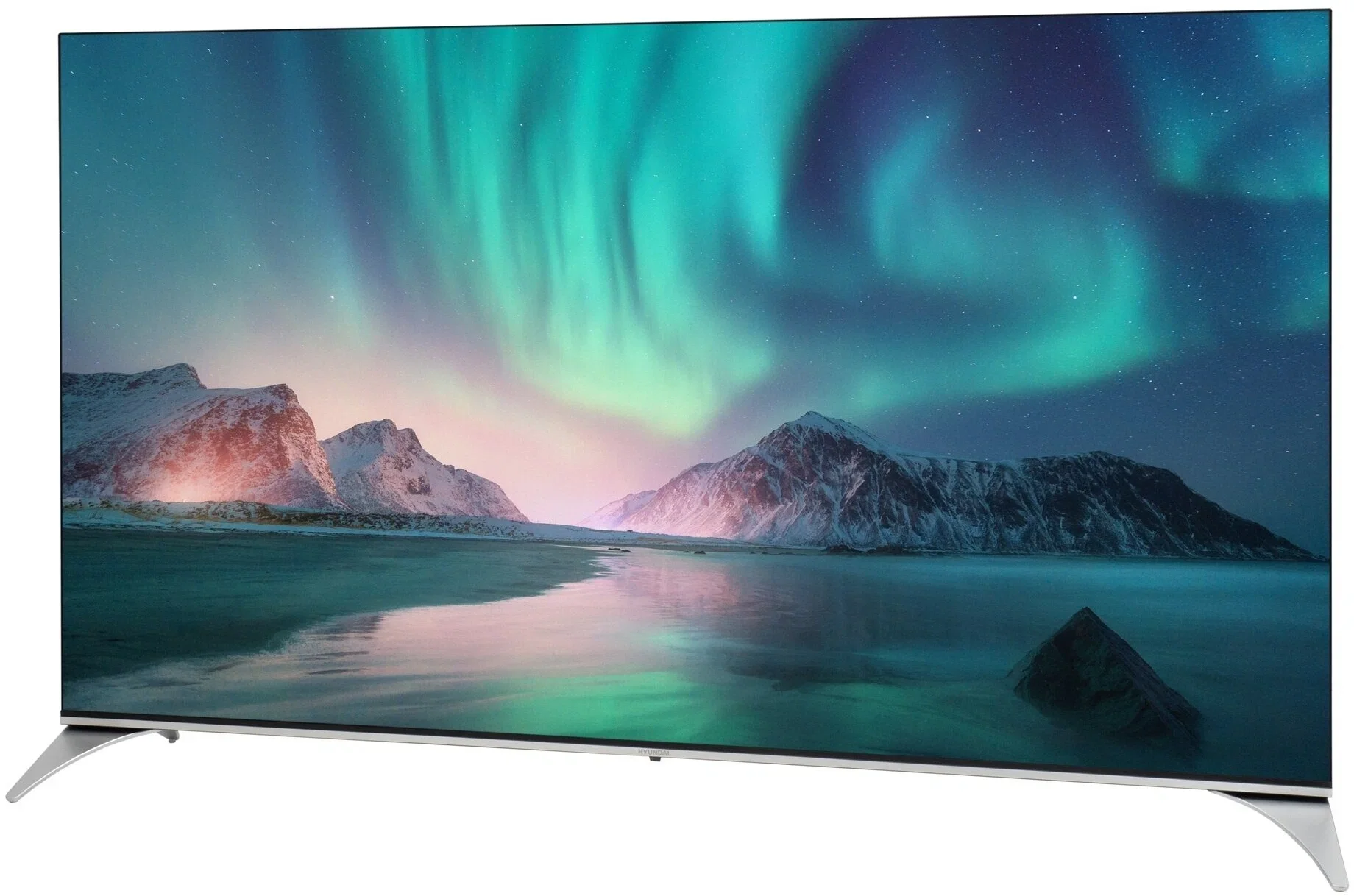 Телевизор QLED Hyundai 65" H-LED65QBU7500 Android TV Frameless черный/серебристый 4K Ultra HD 60Hz DVB-T DVB-T2 DVB-C DVB-S DVB-S2 USB WiFi Smart TV