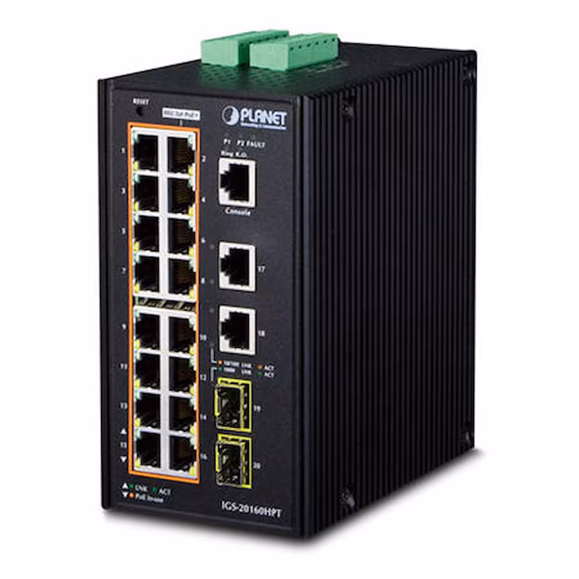 Коммутатор PLANET IGS-1600T IP30 Industrial 16-Port 10/100/1000T Gigabit Ethernet Switch (-40~75 degrees C, dual 12~48V DC/24V AC),UL certified