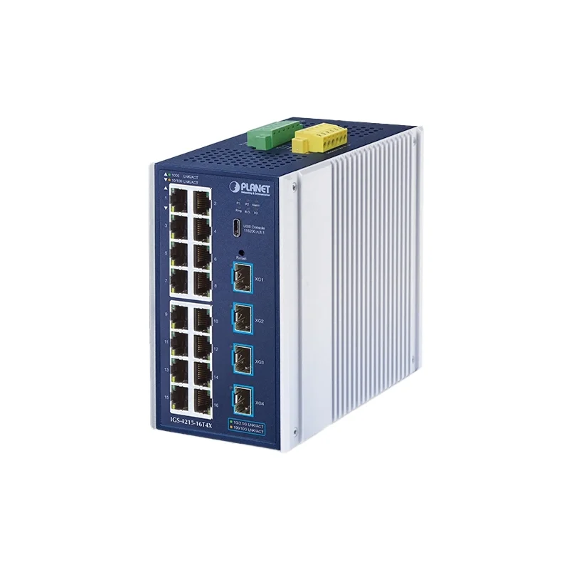 Коммутатор PLANET IGS-4215-16T2S IP30 Industrial L2/L4 16-Port 10/100/1000T + 2-Port 100/1000X SFP Managed Switch (-40~75 degrees C, dual redundant po