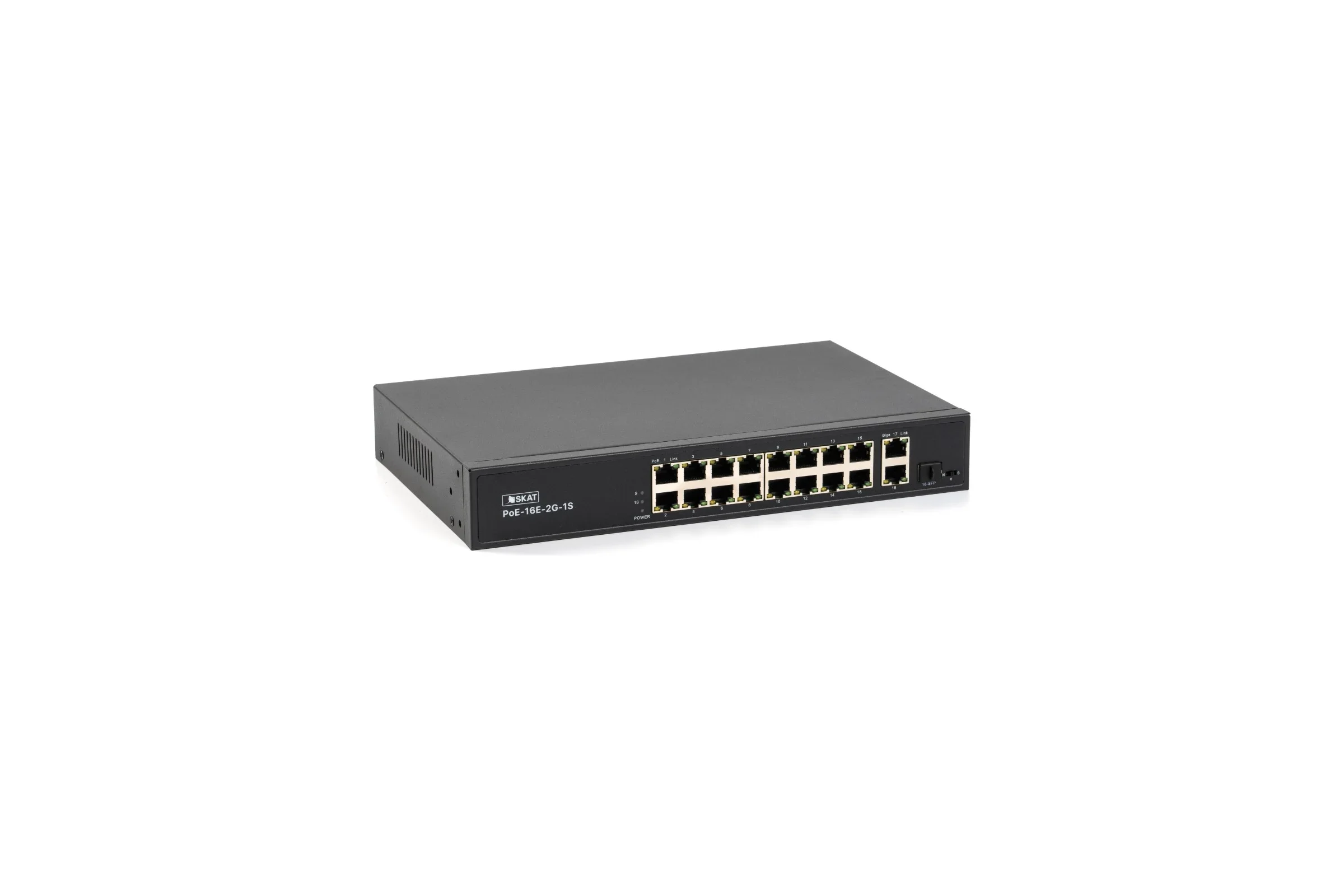 Коммутатор PoE Plus 4074 SKAT PoE-8E-1G-1S v.2 мощность 150Вт, порты: 8-Ethernet PoE, 1-Uplink, 1-SFP