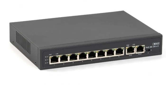 Коммутатор SKAT PoE-8E-2G v.2 PoE Plus 120Вт порты: 8-Ethernet 2-Uplink