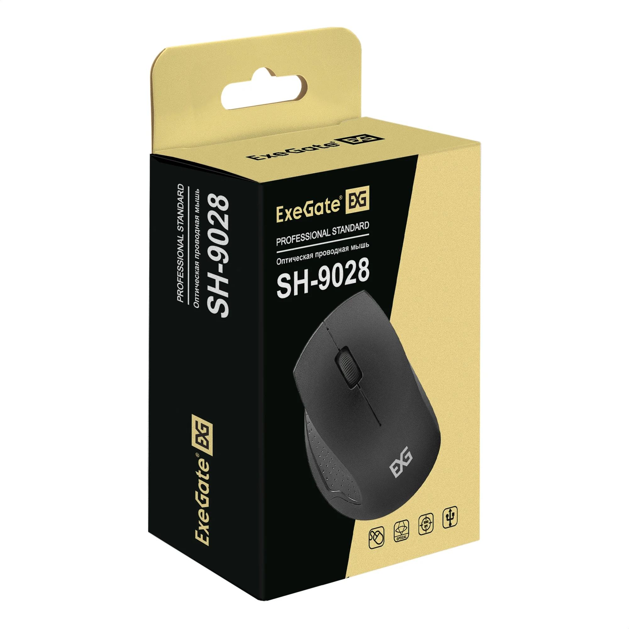 Мышь проводная ExeGate Professional Standard SH-9025 черный, 1000 dpi, USB, кнопки - 3