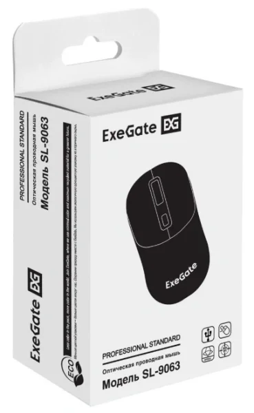 Мышь проводная ExeGate Professional Standard SL-9063 черный, 3600 dpi, USB, кнопки - 4