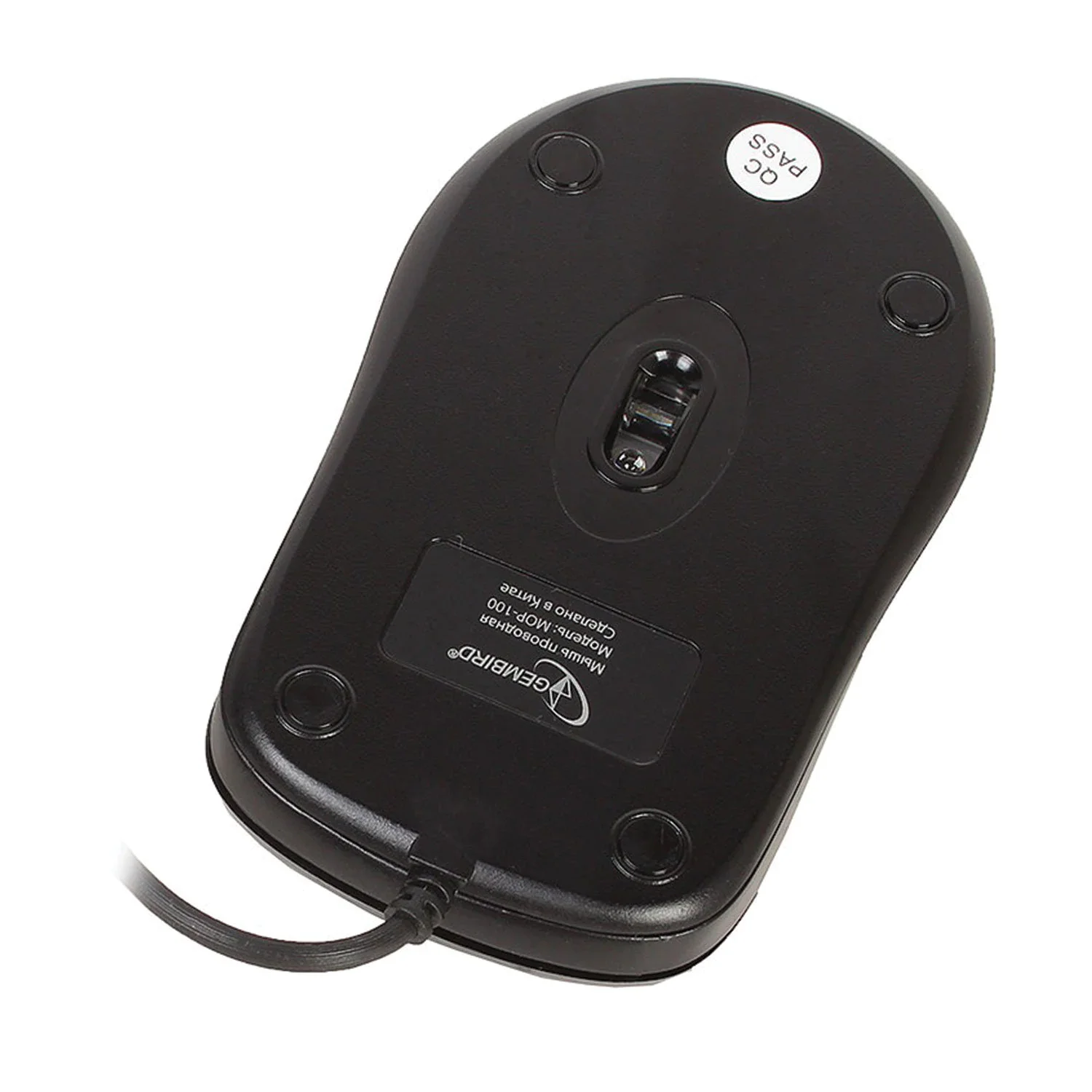 Мышь проводная Gembird MOP-100 черный, 1000 dpi, USB, кнопки - 3