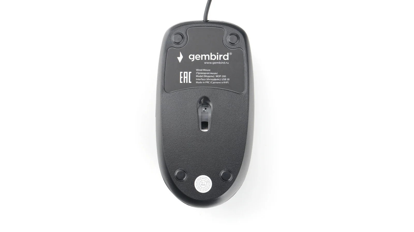 Мышь проводная Gembird MOP-200 черный, 1000 dpi, USB, кнопки - 3