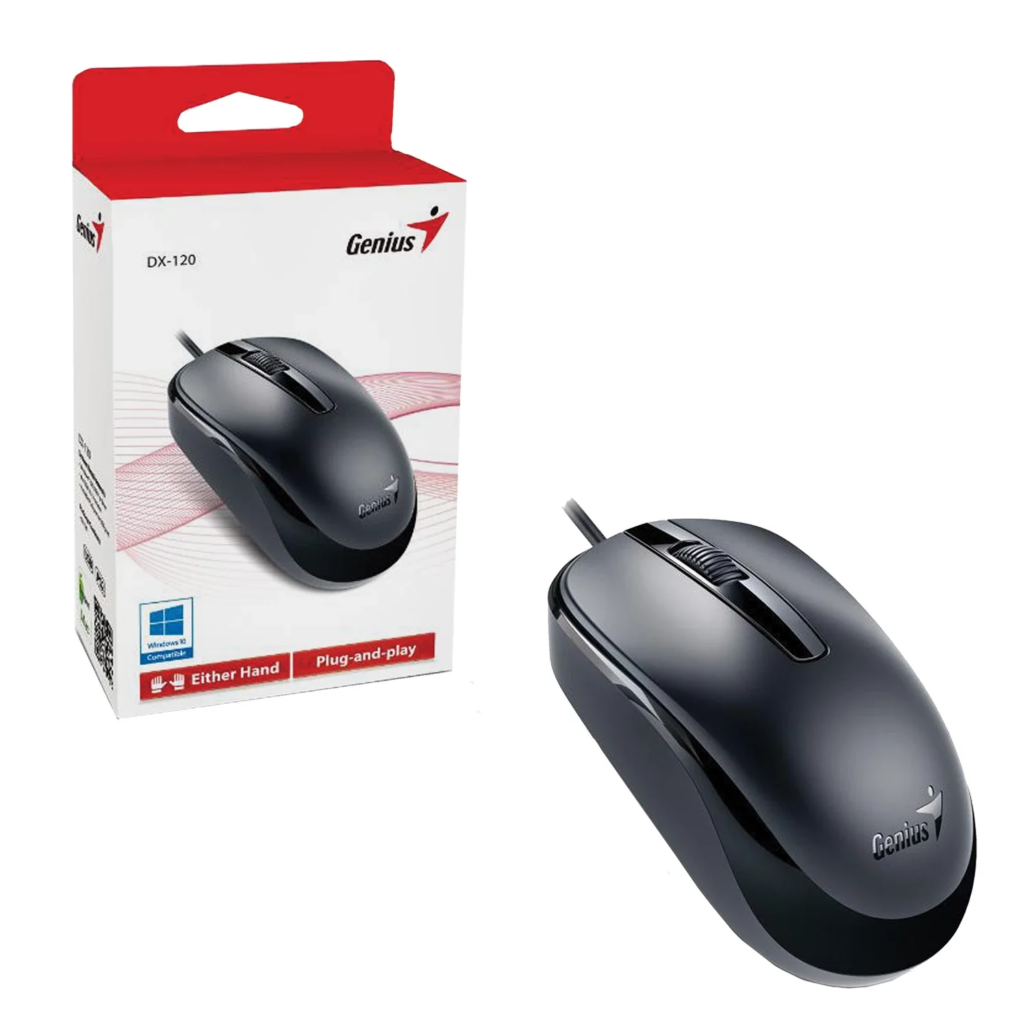 Мышь проводная Genius DX-120 черный, 1000 dpi, USB, кнопки - 3