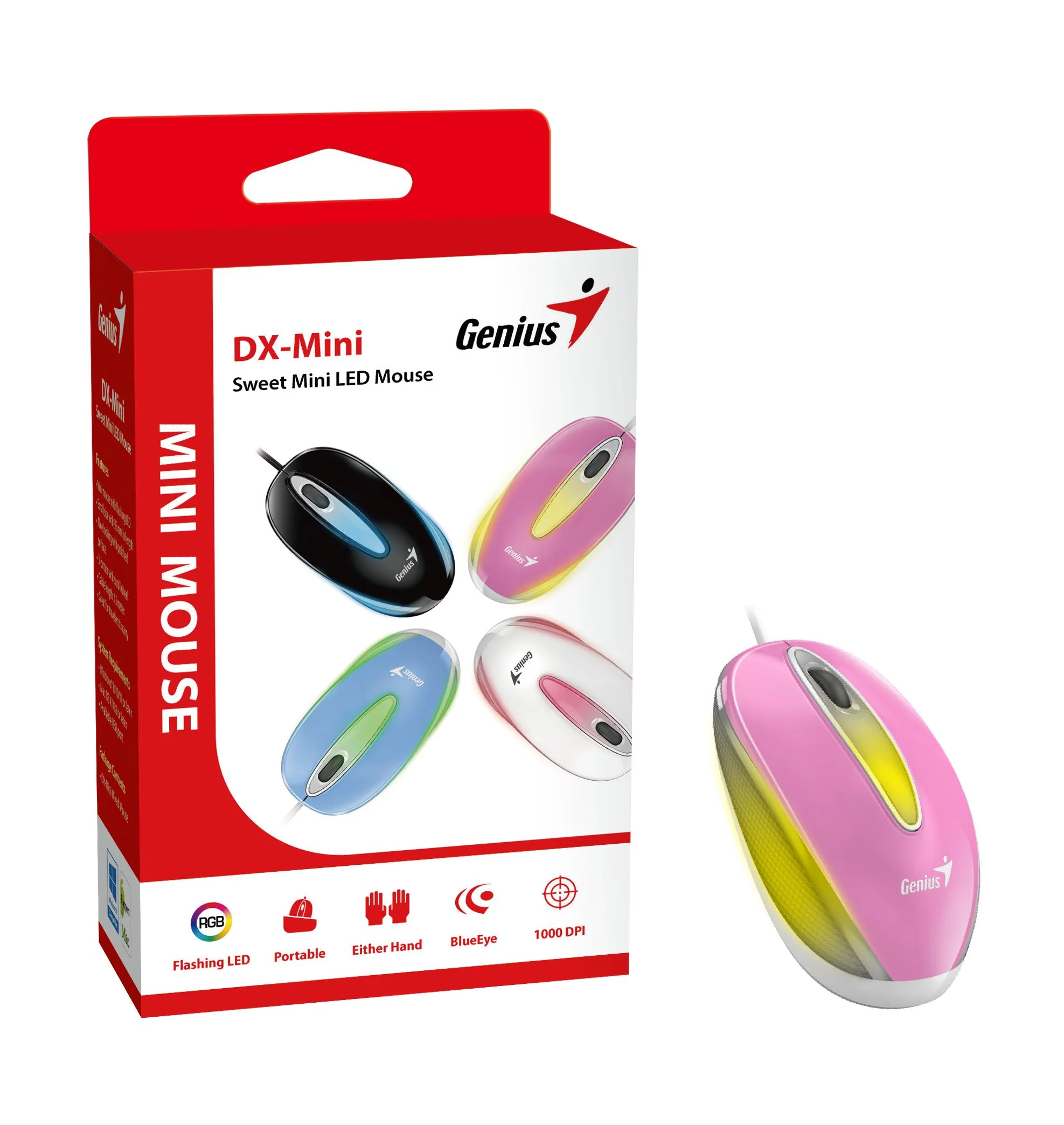 Мышь проводная Genius DX-Mini белый, 1000 dpi, USB, кнопки - 3