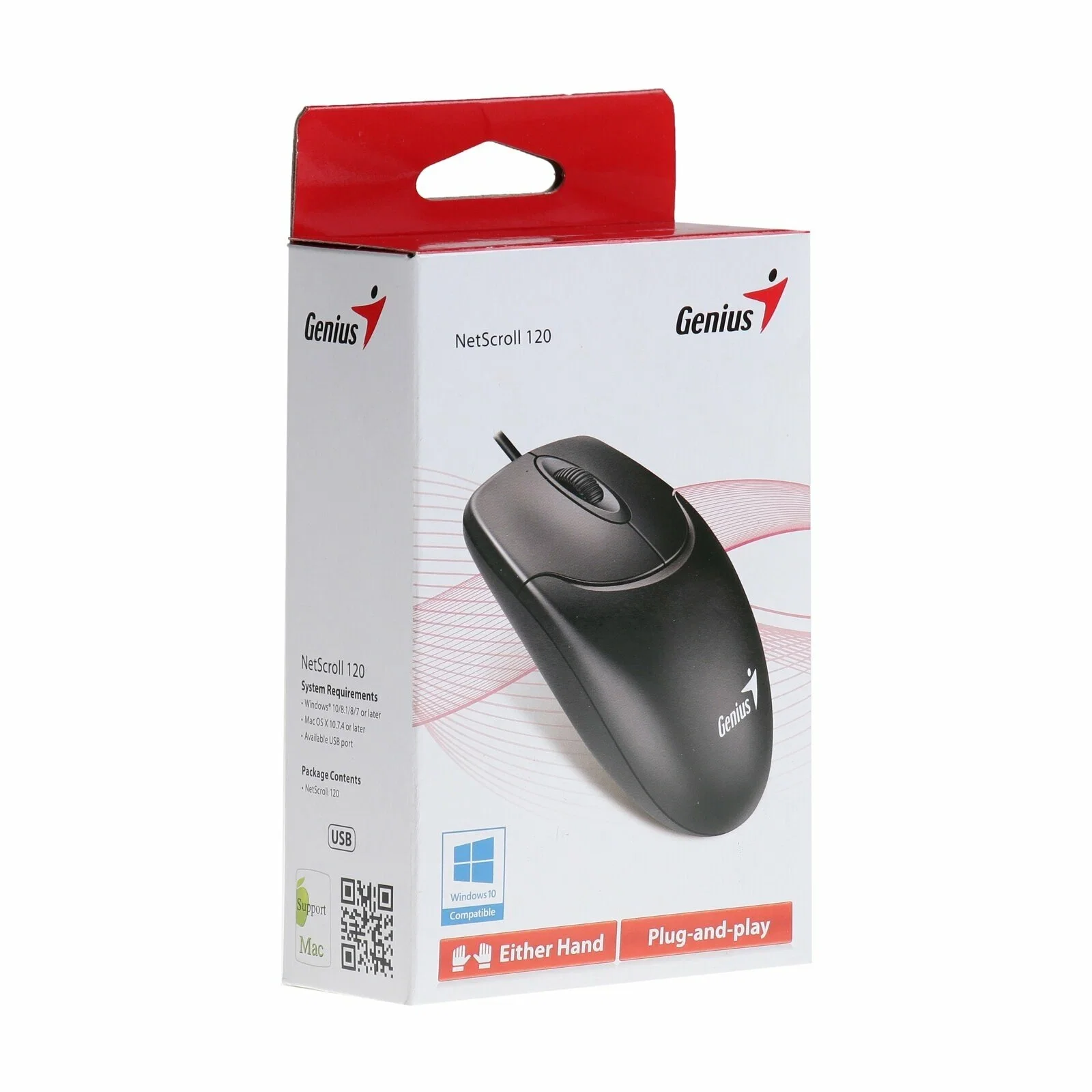 Мышь проводная Genius NetScroll 120 V2 черный, 1000 dpi, USB, кнопки - 3