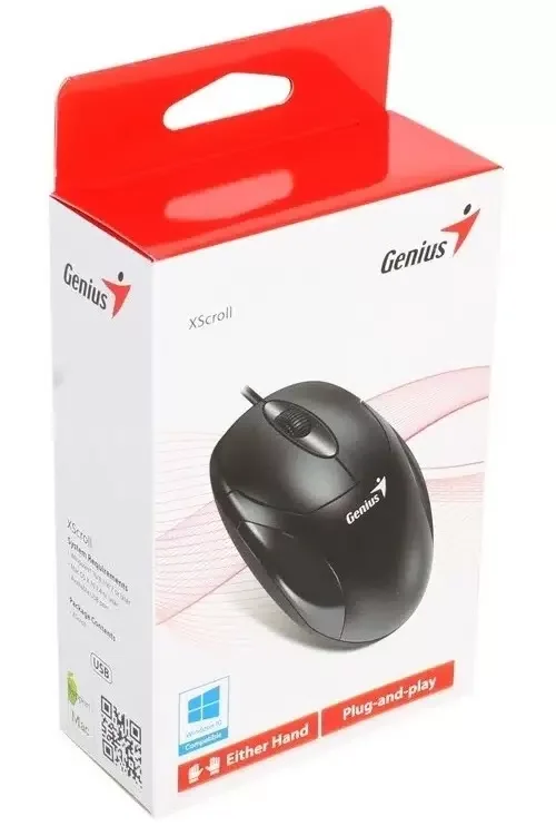 Мышь проводная Genius XScroll V3 черный, 1000 dpi, USB, кнопки - 3