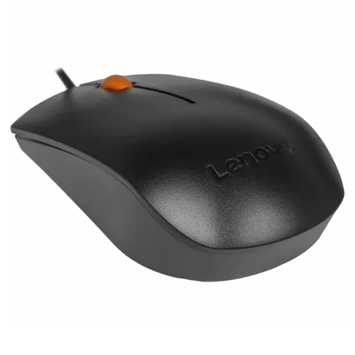 Мышь проводная Lenovo 300 черный, 1600 dpi, USB, кнопки - 3