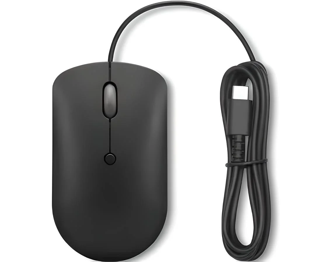 Мышь проводная Lenovo 400 черный, 2400 dpi, USB-C, кнопки - 4