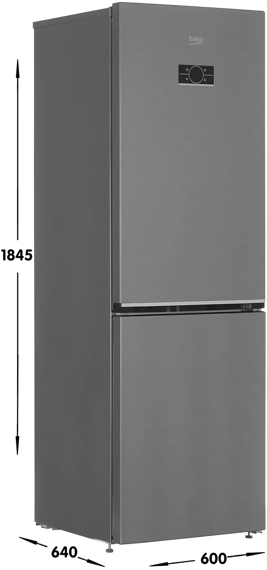 Холодильник двух кам нижн мороз Beko B3RCNK362HX 59.5х186х65 см  No Fros дисплей,Инвертор,нерж.сталь