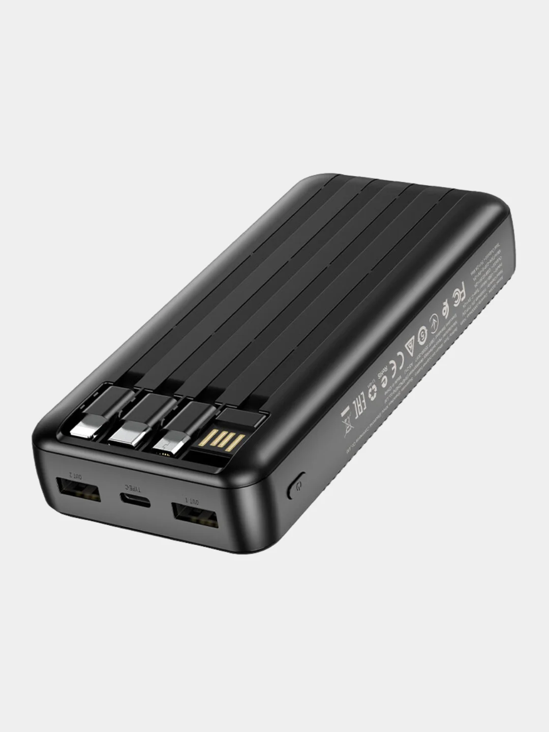 Внешний аккумулятор (Power Bank) 20 000mAh (OP281) индикация, 4 кабеля oudiobop