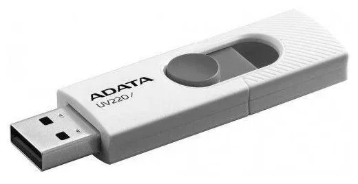 Флешка USB ADATA UV220 (AUV220-64G-RWHGY), 64Gb, USB 2.0, R/W 15/5, белый/серый