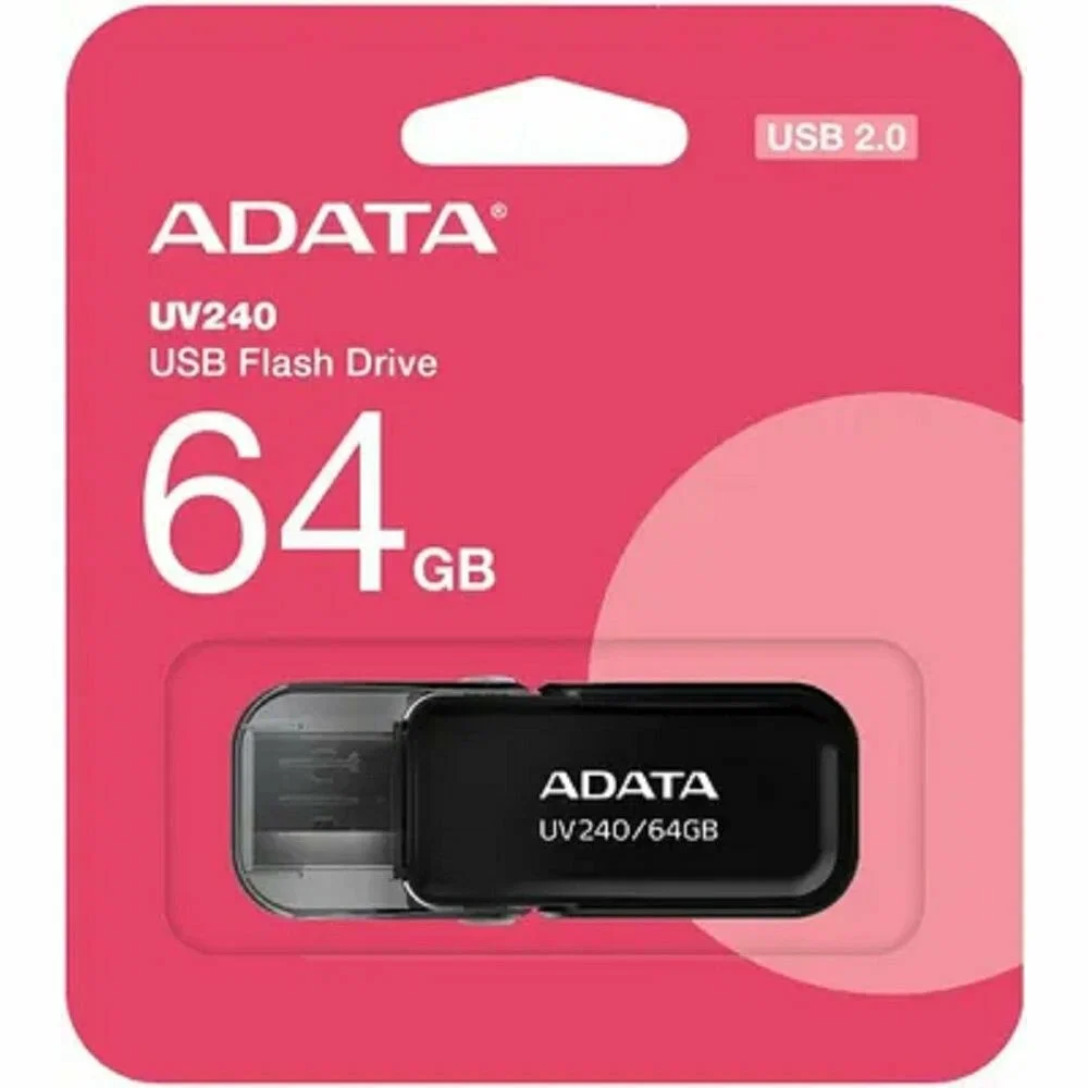 Флешка USB ADATA UV240 (AUV240-64G-RBK), 64Gb, USB 2.0, R/W 15/5, черный