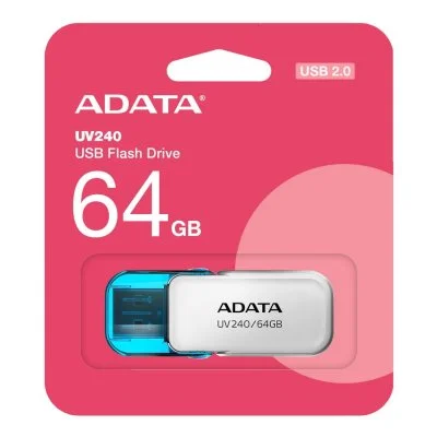 Флешка USB ADATA UV240 (AUV240-64G-RWH), 64Gb, USB 2.0, R/W 15/5, белый/синий