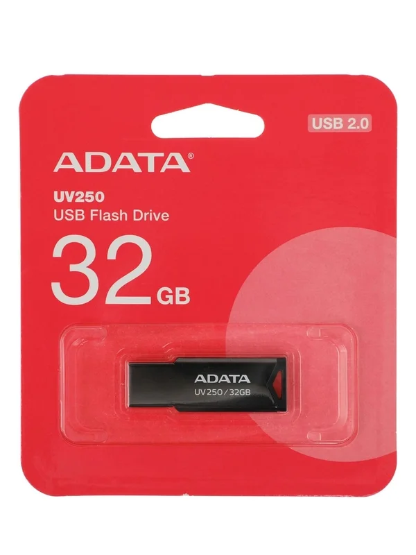Флешка USB ADATA UV250 (AUV250-32G-RBK), 32Gb, USB 2.0, R/W 25/10, серебристый