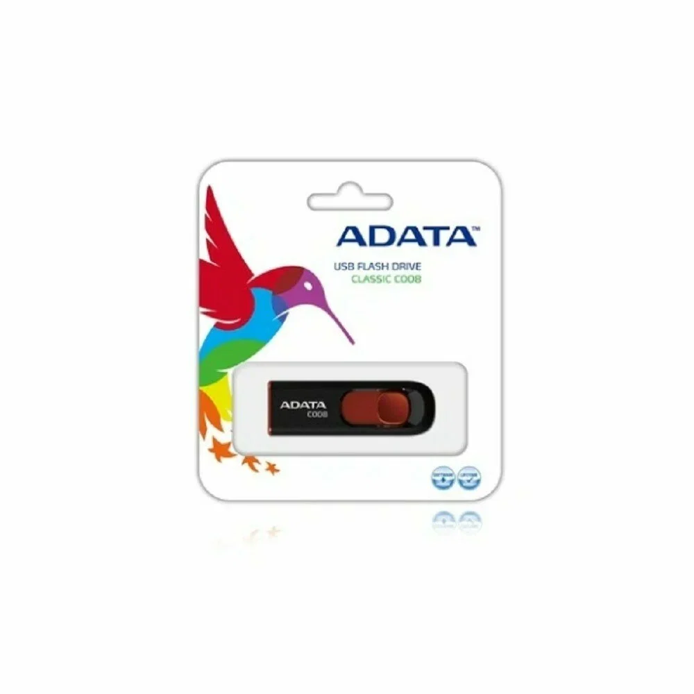 Флешка USB ADATA С008 (AC008-32G-RKD), 32Gb, USB 2.0, R/W 15/5, черный/красный